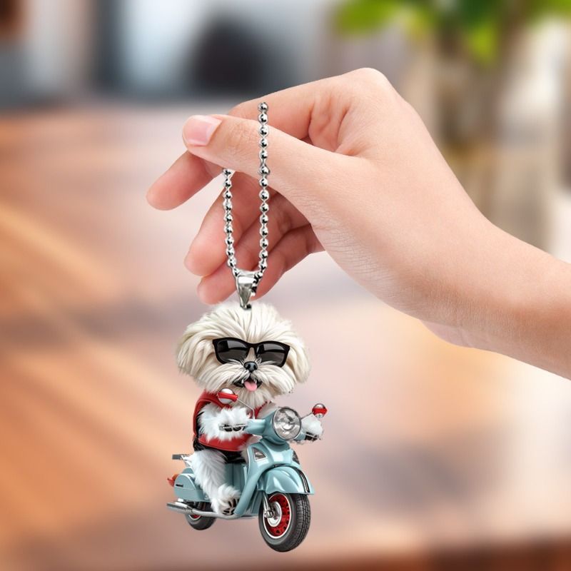 キーホルダー 犬 シーズー かわいい サングラス 2D アクリル 8cm