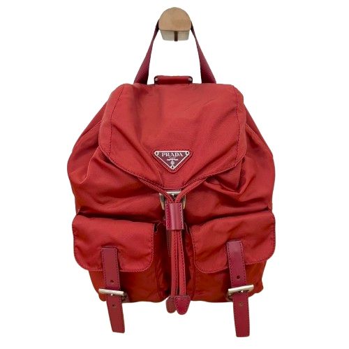PRADA 赤 ナイロン リュック・バックパック プラダ リュック ロゴ