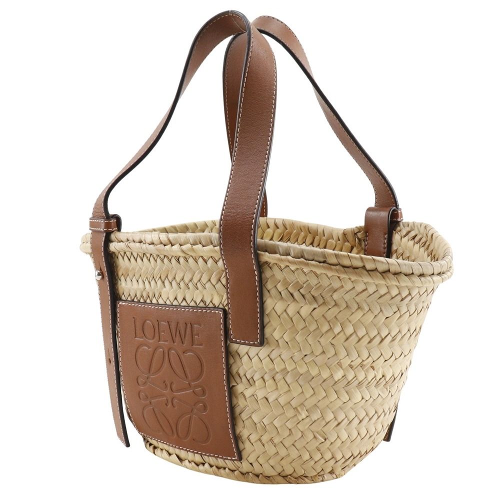 LOEWE★スモール レザートリム バスケットトート 2色 鞄 ladies LOEWE】ロエベ バスケットバッグ スモール カゴバッグ ラフィア