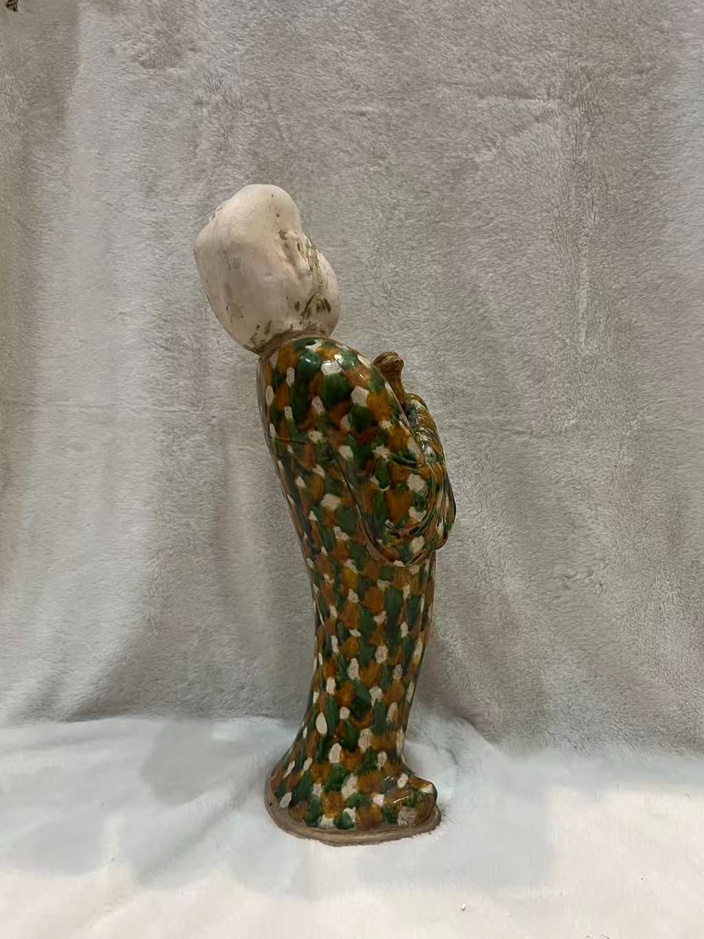 工場 【唐物】中国 陶俑 三彩風 彩色陶器 人形 置物 アンティーク 唐物