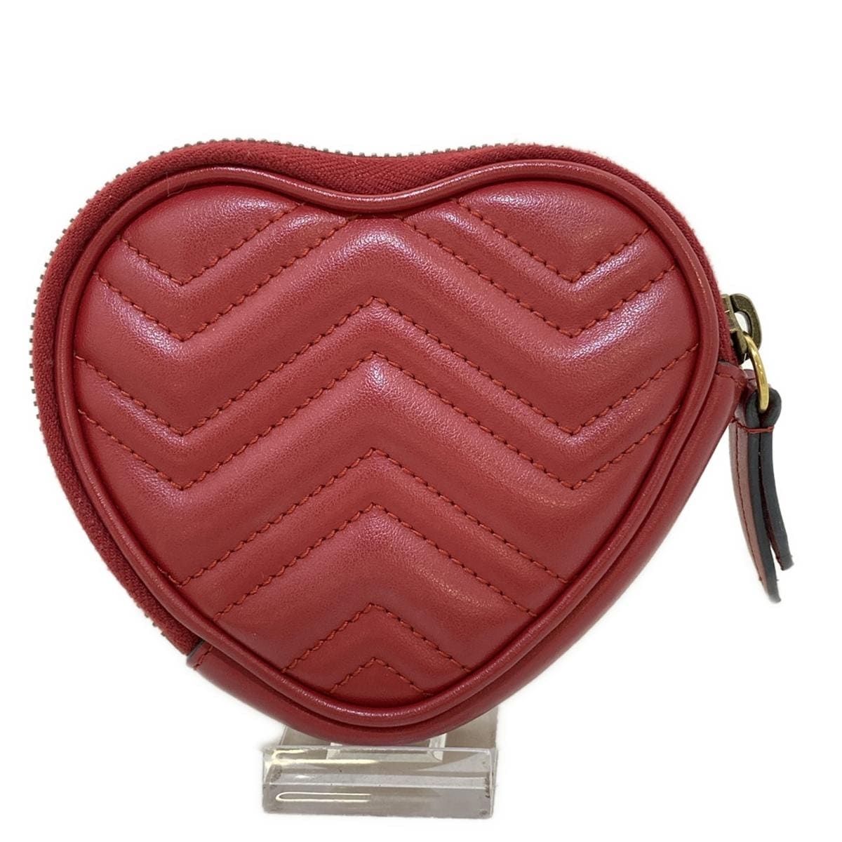 グッチ GUCCI レザーコインケース ハート型 GG柄 赤 GUCCI グッチ コインケース キルティング 丸型 レッド