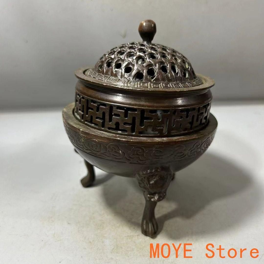 銅器 三層獅足祥雲紋薫香炉 茶道檀香炉 盤香炉 仏具 工芸品 置物 銅器 三層獅足祥雲紋薫香炉 茶道檀香炉 盤香炉 仏具 工芸品 置物