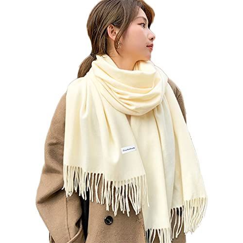 ミルキーホワイト qingchenbeauty マフラー レディース 無地 ...