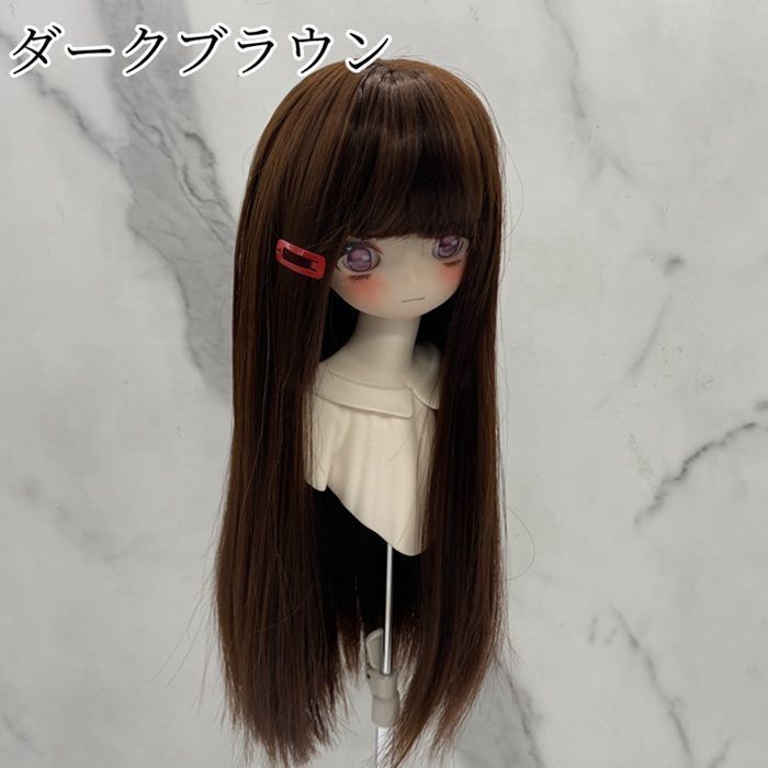 人毛100% フルウィッグ 医療用 ロングストレート ダークブラウン 60cm ウィッグ コスプレウィッグ ドールウィッグ ロングヘア