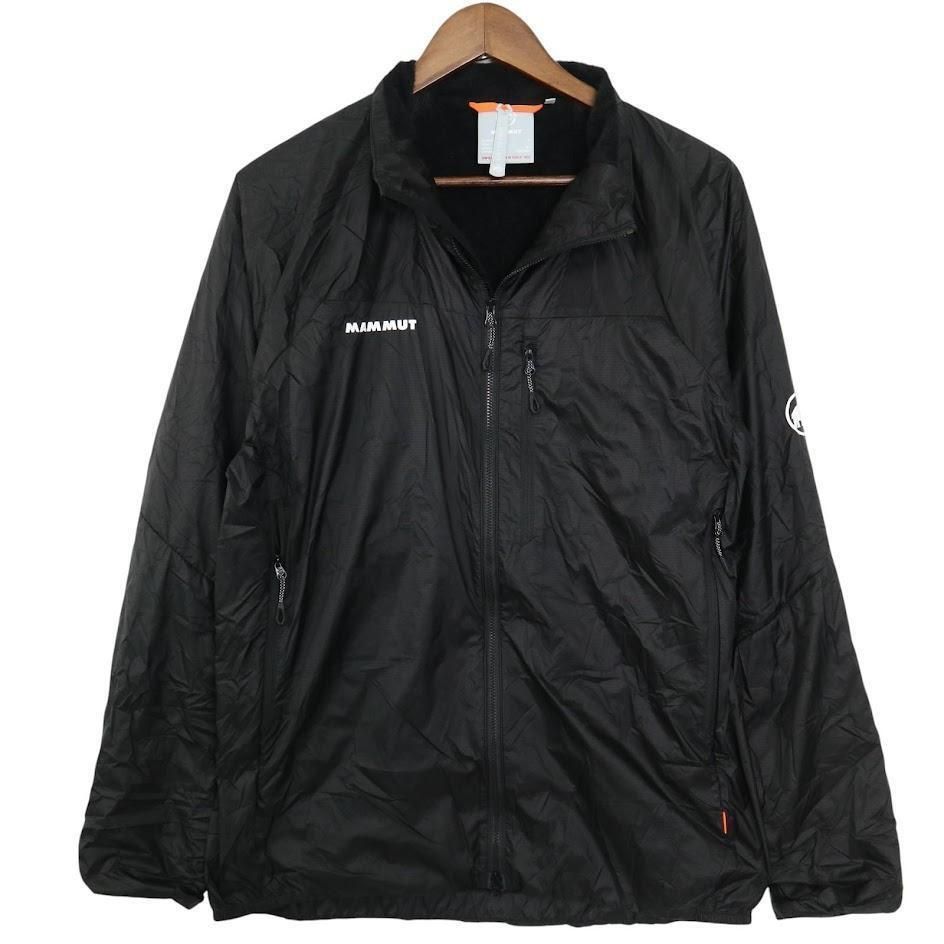 人気 MAMMUT Flex Air IN Jacket マムート フレックスエアーインジャケット ナイロンジャケット ロゴ メンズ XL 黒 裏起毛 軽量 登山