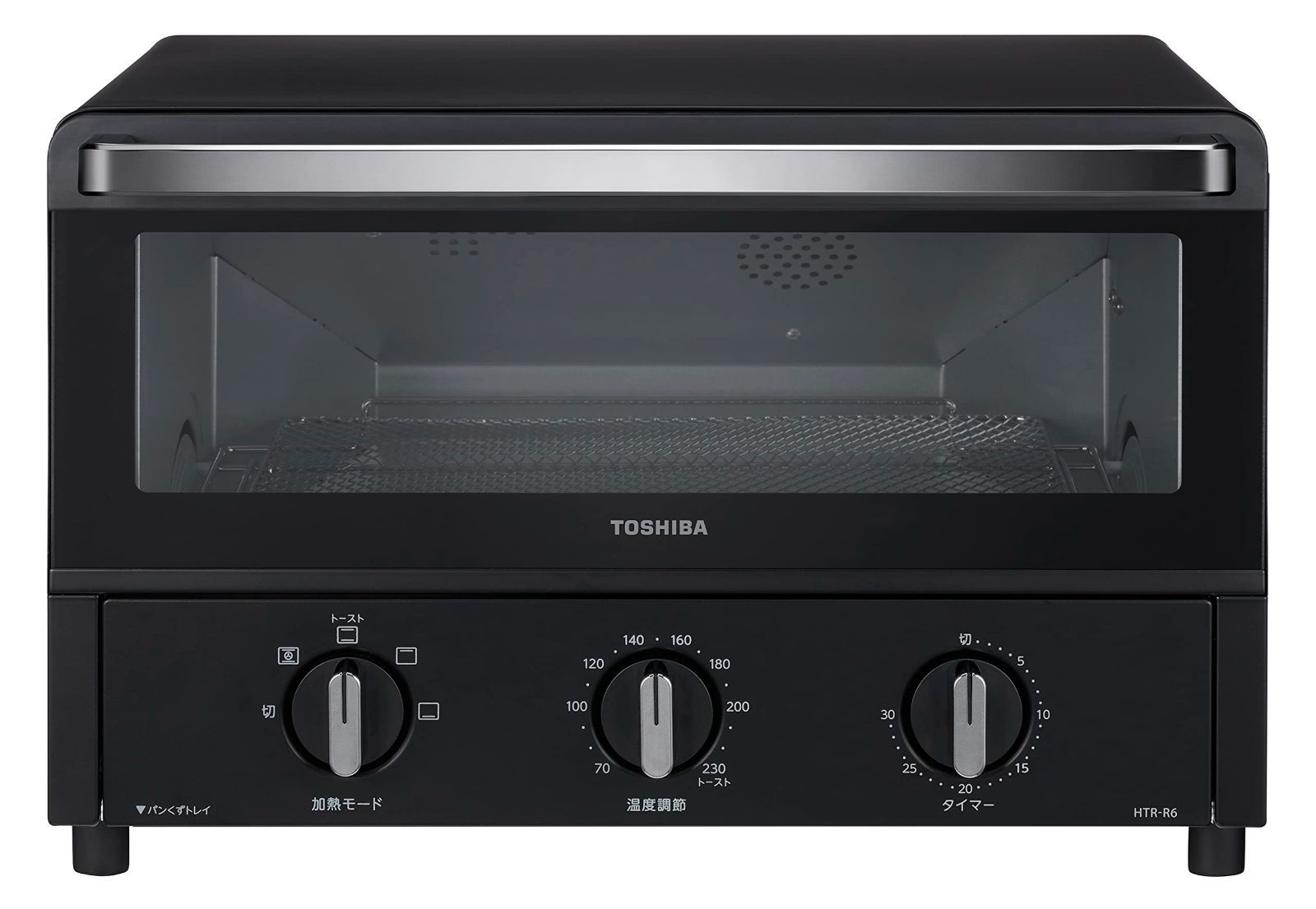 東芝 TOSHIBA トースター オーブントースター 4枚焼き 温度調節機能付き 角皿付き タイマー30分 ブラック HTR-R6 K