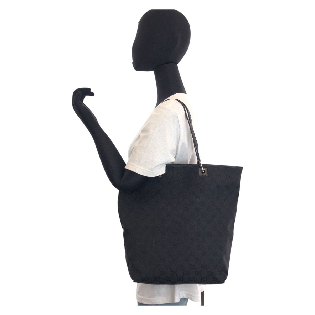 美品 GUCCI グッチ ブラック 黒 GGキャンバス/レザー 31243 トート  