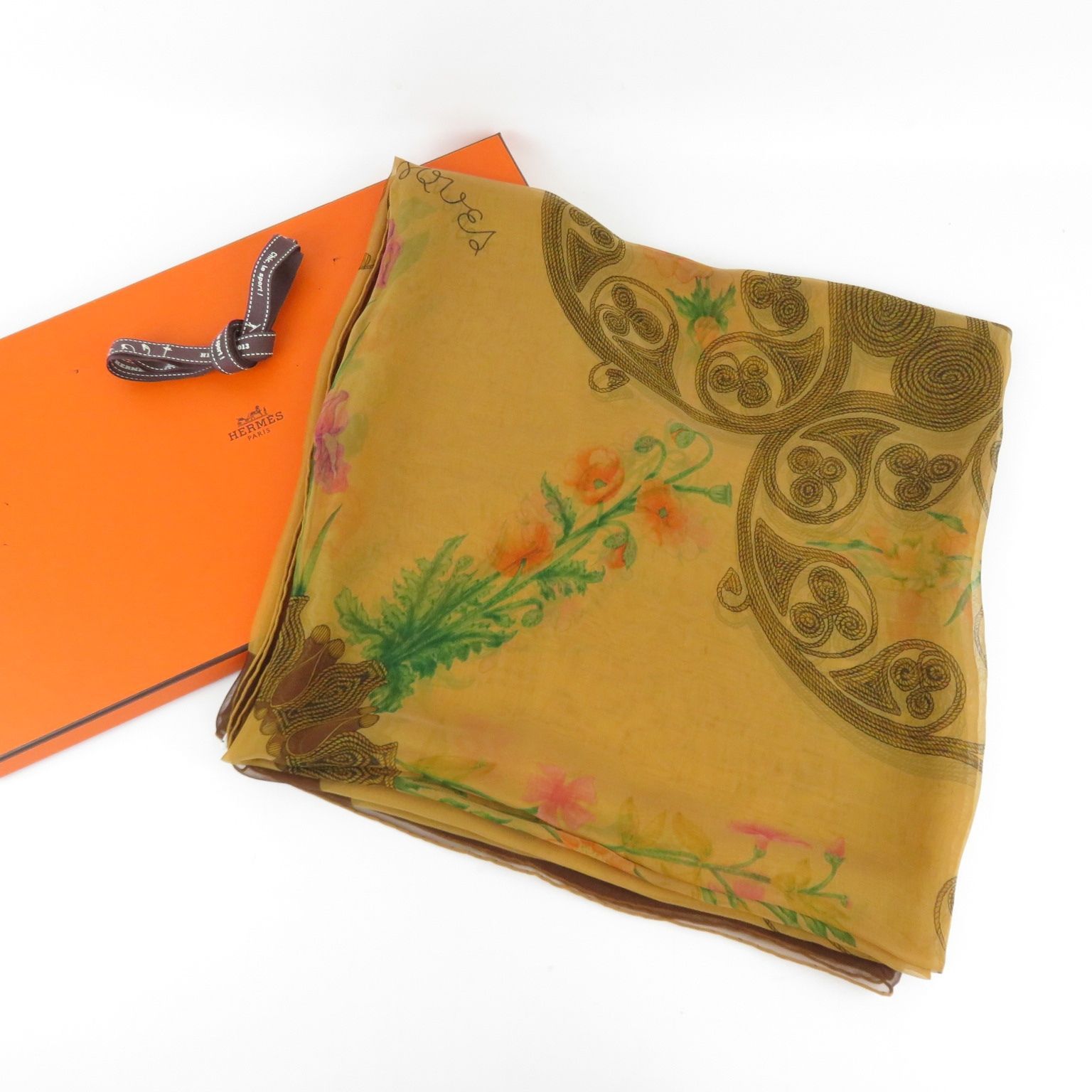 HERMES エルメス カレ140 シフォンスカーフ ARABESQUES 『アラベスク 