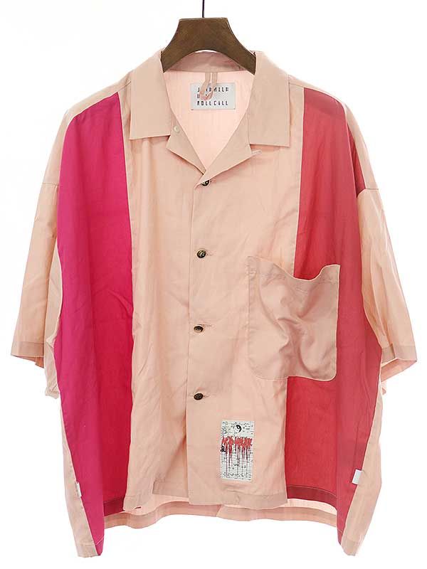 JUVENILE HALL ROLLCALL ジュヴェナイルホールロールコール 21SS Open collar crazy shirt  パネル切替オープンカラーシャツ ピンク F