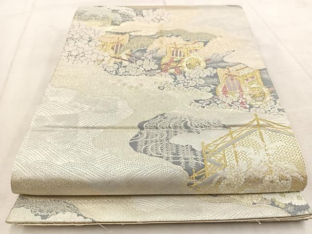 平和屋着物◎六通柄袋帯 王朝煙霞文 金銀糸 正絹 逸品 BAAU9935yc