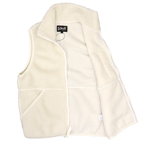 Schott (ショット) 3112057 LEATHER PK PILE VEST レザーポケット
