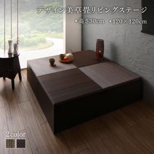 国産 収納付きデザイン美草畳リビングステージ 風凛 フーリン 畳ボックス収納 120×120cm ロータイプ