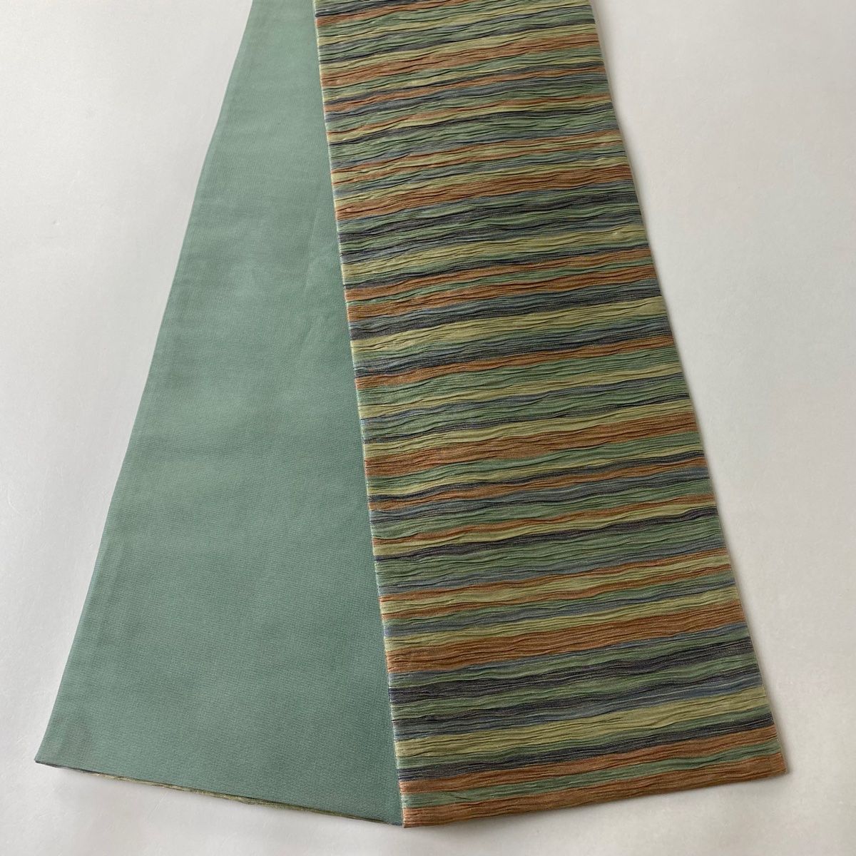 半幅帯 本場筑前博多織 縦縞 花唐草模様 茜色 D-2064 博多帯 半幅帯