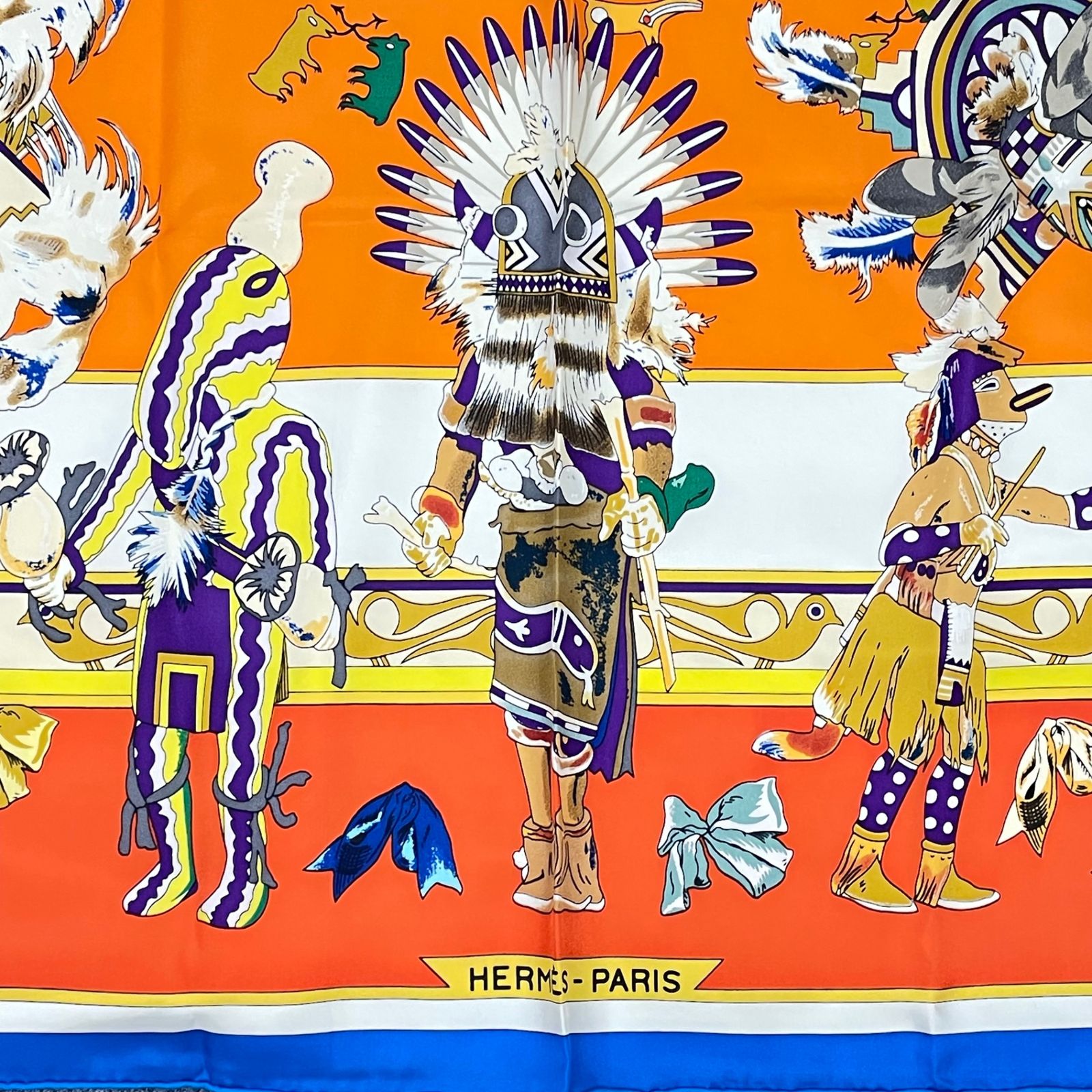 新品同様 HERMES エルメス スカーフ シルク 大判 カレ140 カチナ
