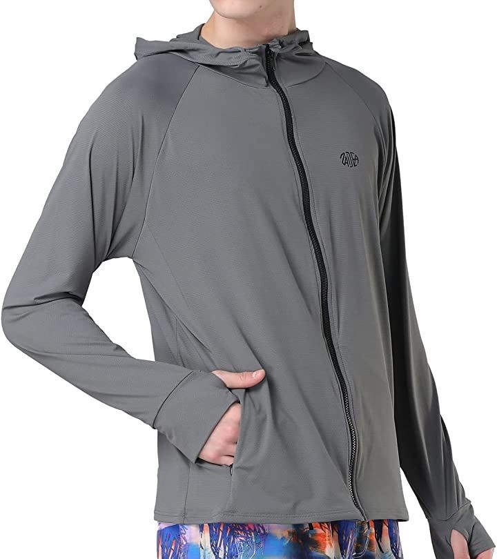 ＺＡＩＤＥＡ UVカットパーカー 水陸両用 ラッシュガード メンズ 長袖 ジップアップ ユニセックス( グレー，  M)