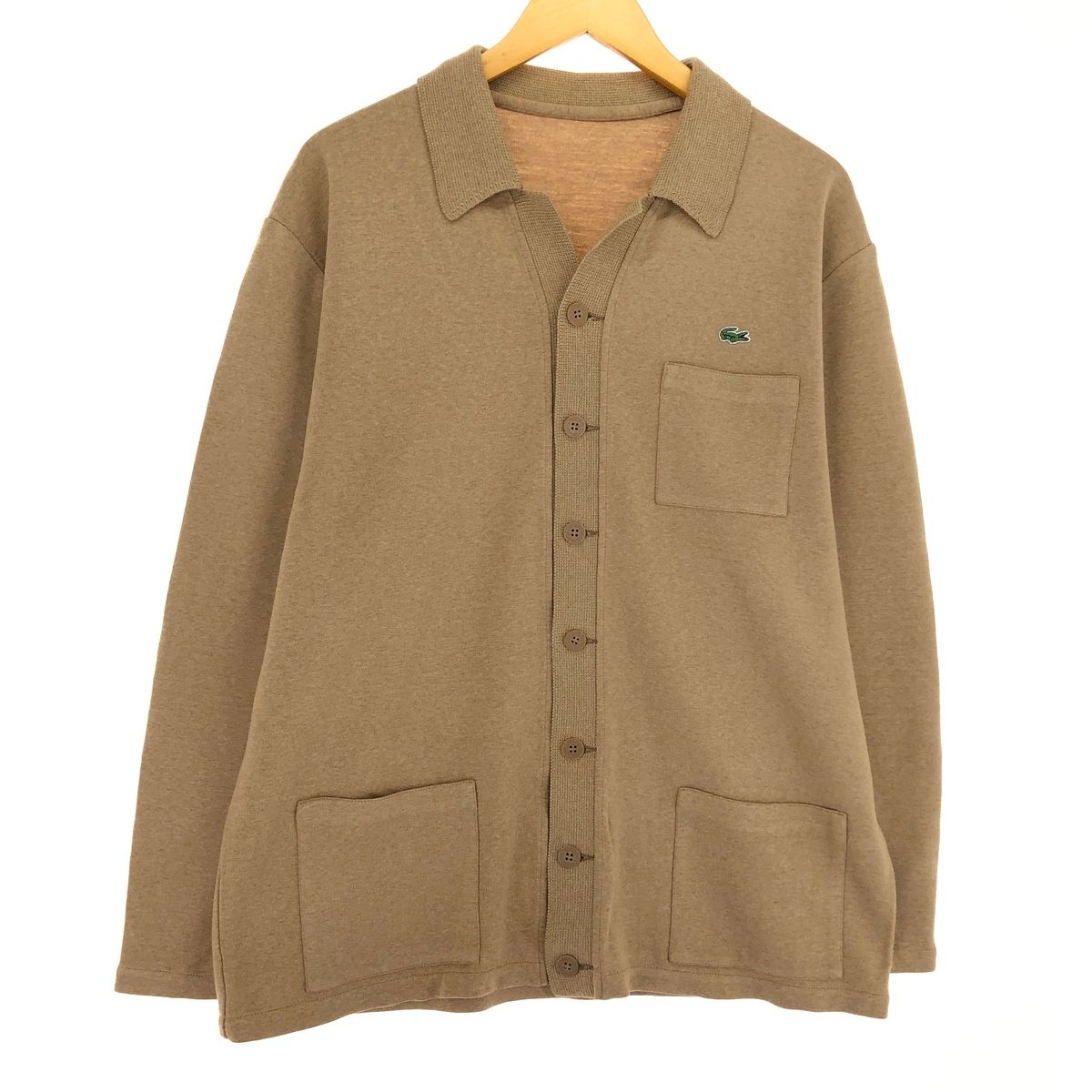 古着 70年代 ラコステ LACOSTE 襟付き アクリル×ウールニットカーディガン メンズXL相当 ヴィンテージ/eaa494803