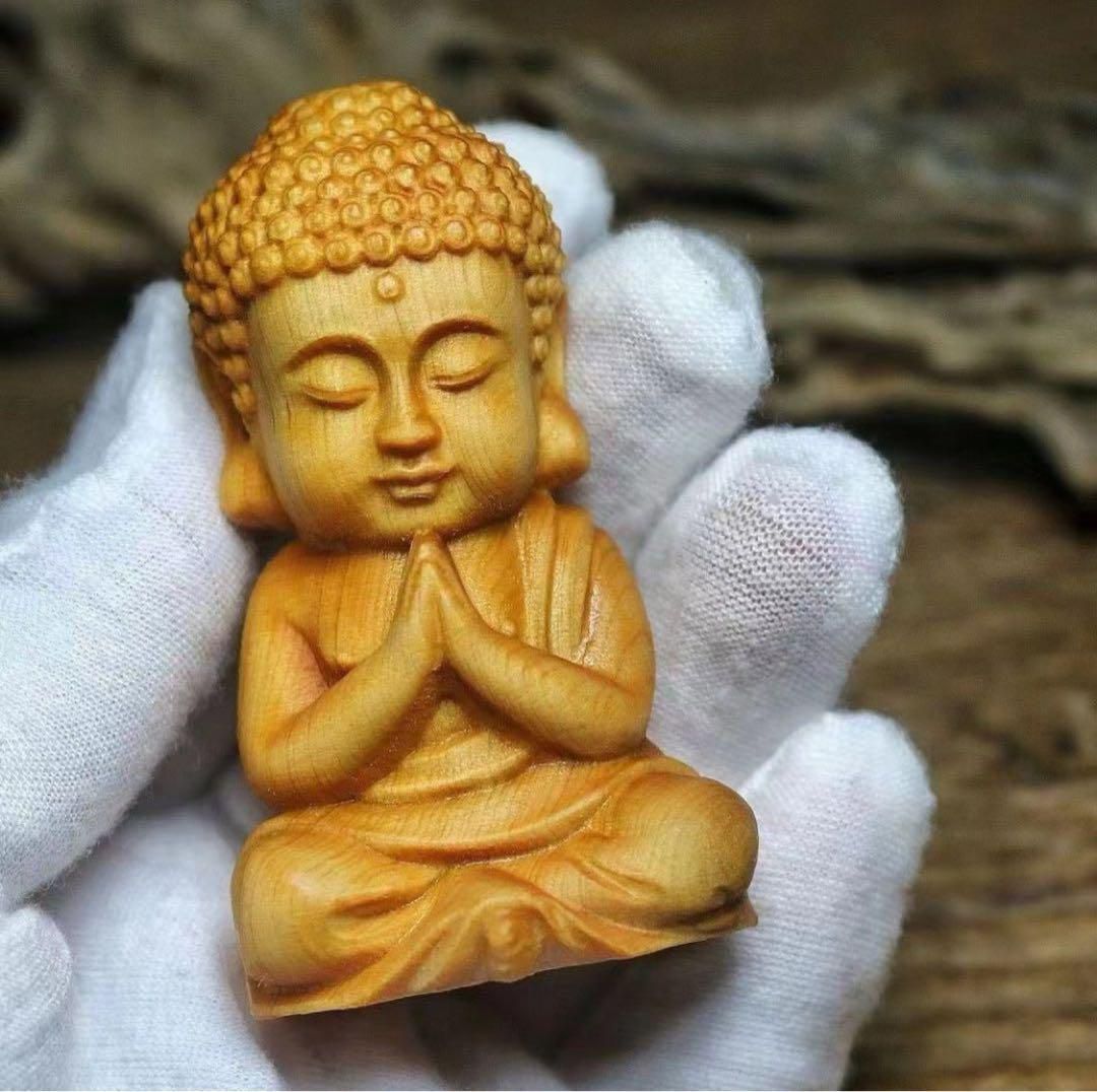 楽天市場】仏像【天然木桧無垢・一本彫り：ほっこりミニ仏像 阿弥陀