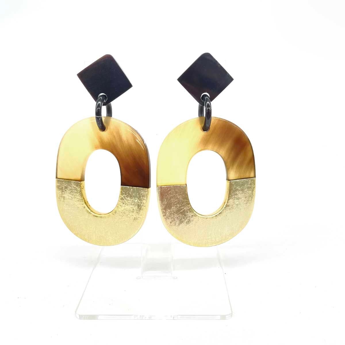 HERMES エルメス ピアス ゴールドカラー×アンバー バッファロー