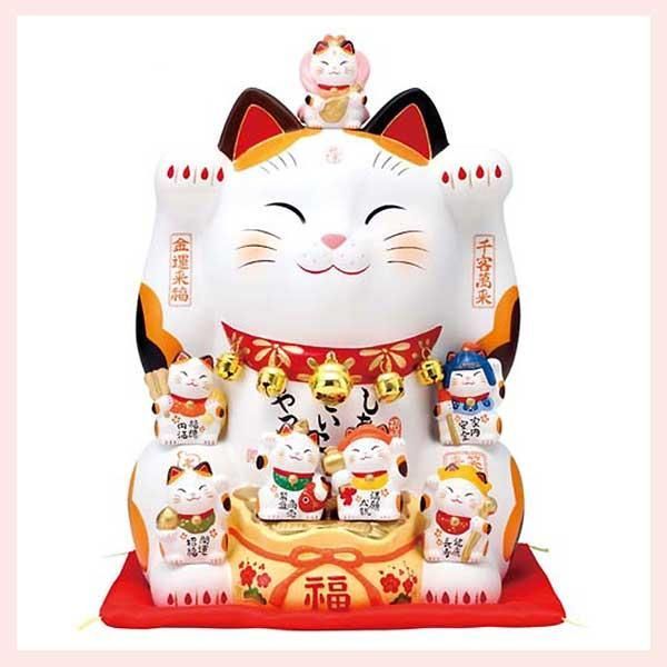 大型 古伊万里 金彩 色絵 猫 置物 陶器製 縁起物 アンティーク