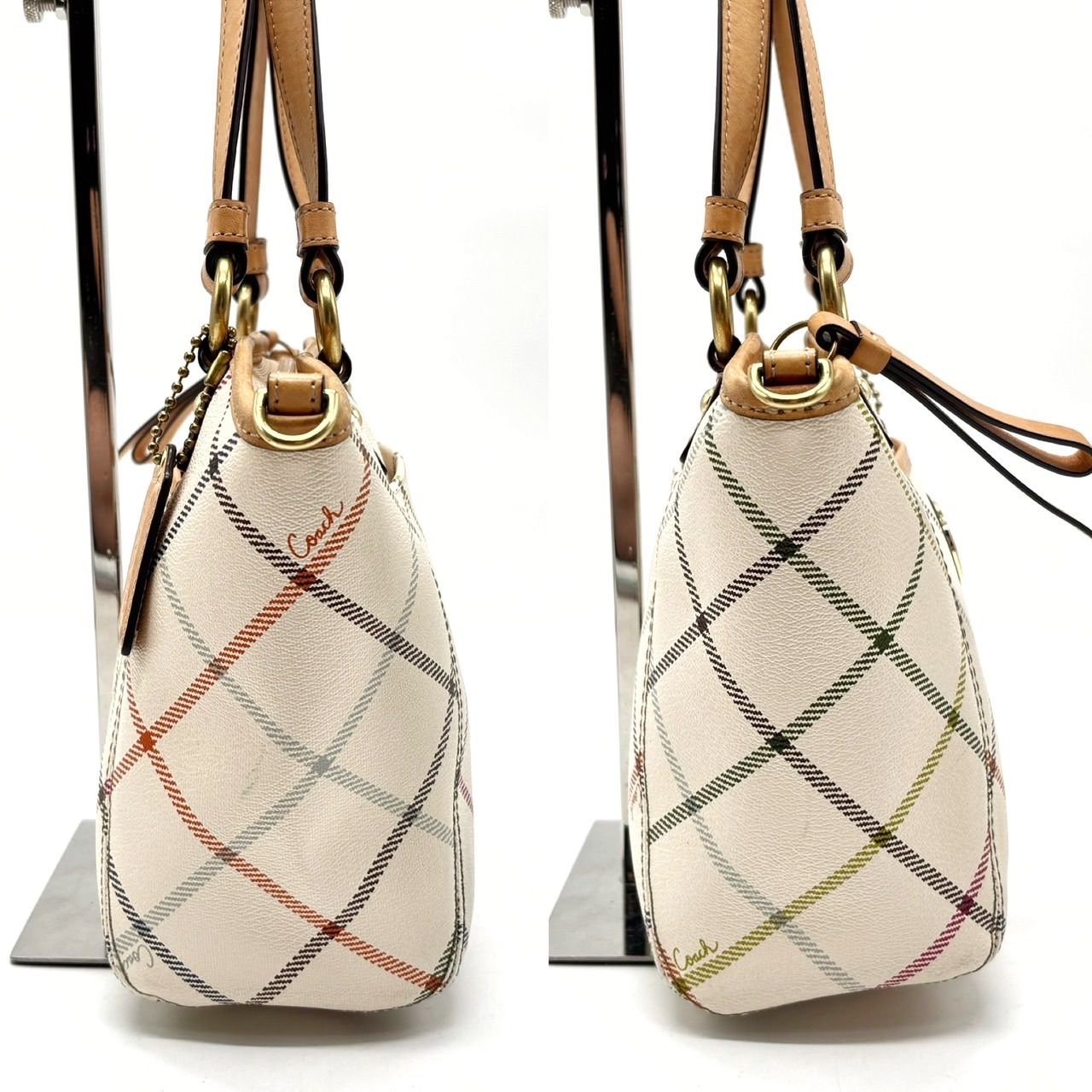 ✨良品✨ COACH コーチ トートバッグ ハンドバッグ バケツ型 チェック