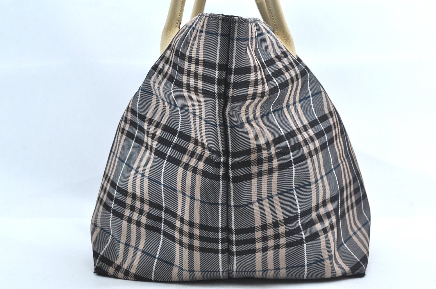 BURBERRY BLUE LABEL バーバリーブルーレーベル チェック柄 ショルダートートバッグ ナイロン レザー グレー ブラック L2720