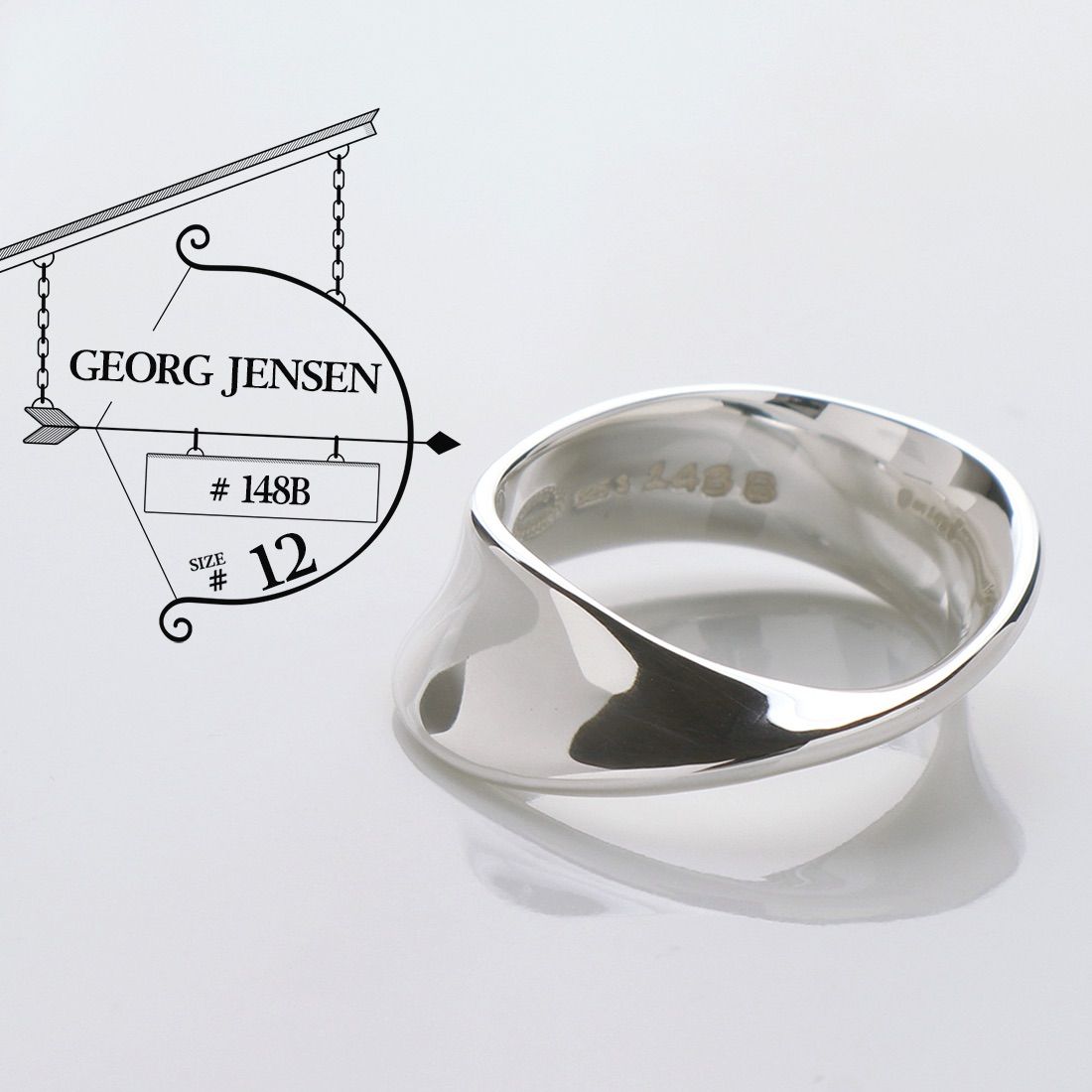 極美品 GEORG JENSEN ジョージ ジェンセン ヴィンテージ 148B リング 