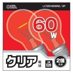 ･ オーム電機 白熱電球 クリア電球 LC100V60W55|2P LC100V60W55|2P df5ndr3