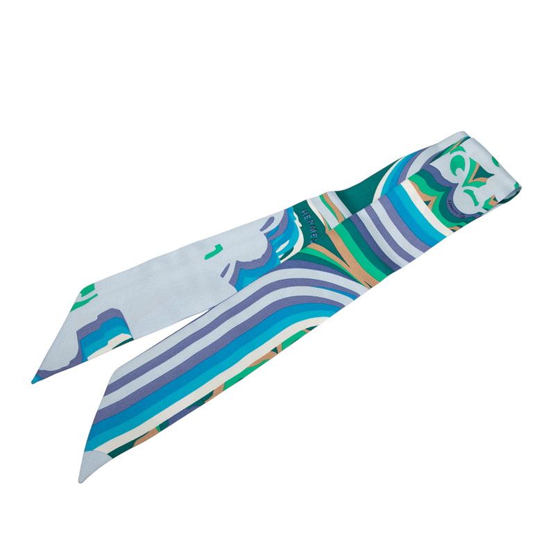 エルメス ツイリー Brides de Gala Shadow ブリッド ドゥ ガラ シャドー ブルー グリーン マルチカラー シルク レディース HERMES 1-0235451