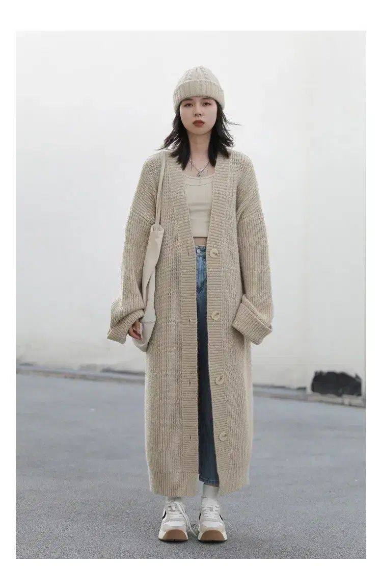  ルーズフィット ロング カーディガン グレー 長袖 カーディガン ボレロ アンサンブル