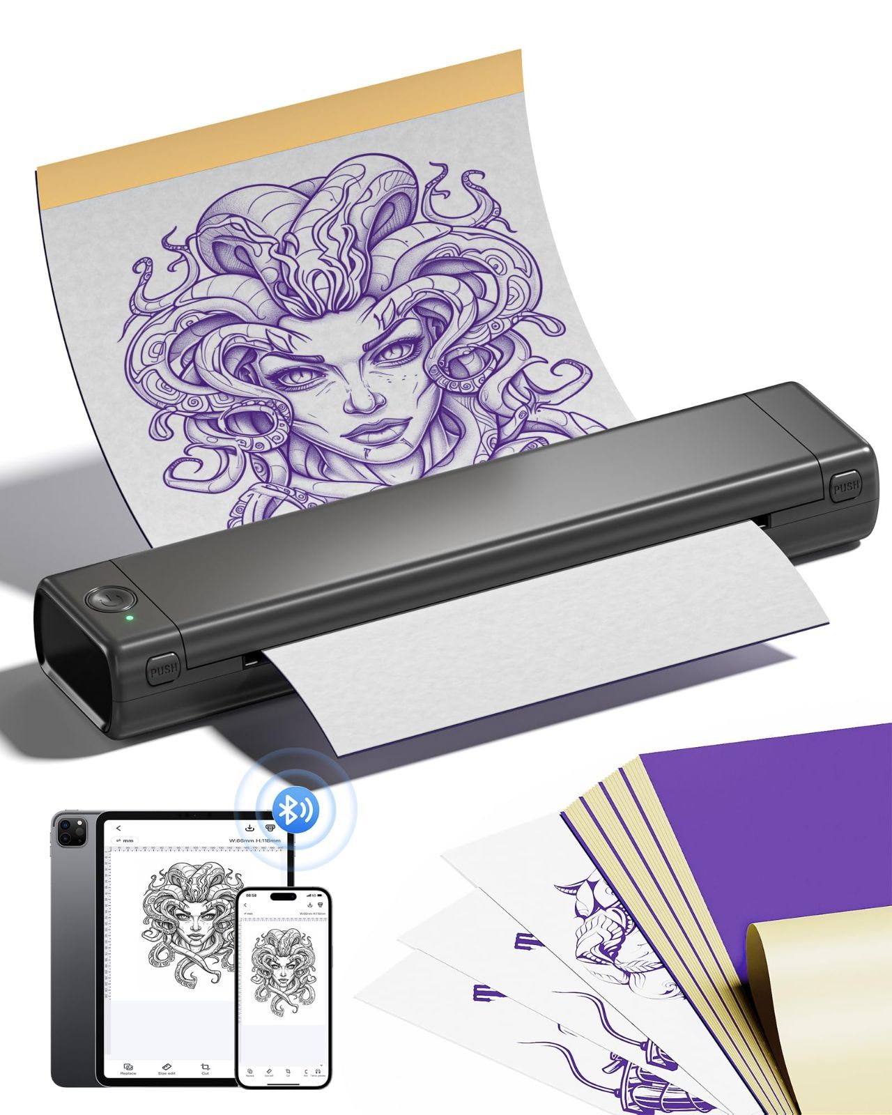 Itari M08F tattoo printer タトゥー用紙10枚付属 モバイルプリンター サーマルプリンタータトゥーマシン タトゥーマシーン 刺青コピー機 転写機 タトゥーマシーンセット タトゥーマシンセット タトゥーマシーンBluetoot