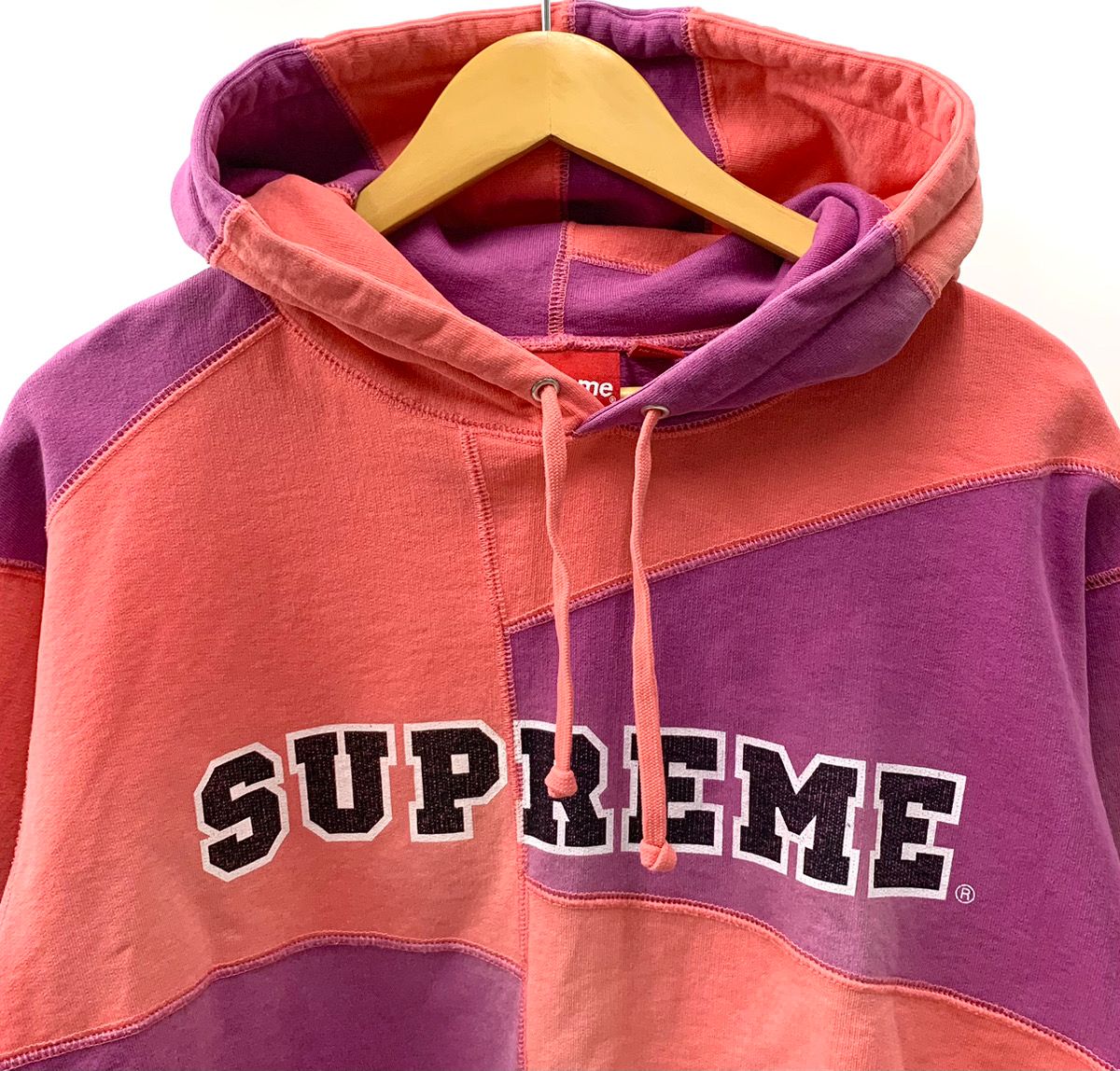 ☆supreme☆パーカー パッチワーク ピンク&パープル ヴィンテージ加工 