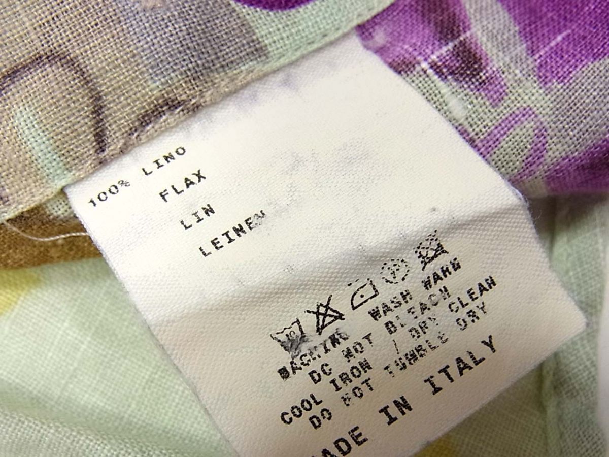 ◇ETRO リネン(麻)100％ 長袖 シャツ ブラウス マルチ花柄 ロゴボタン  