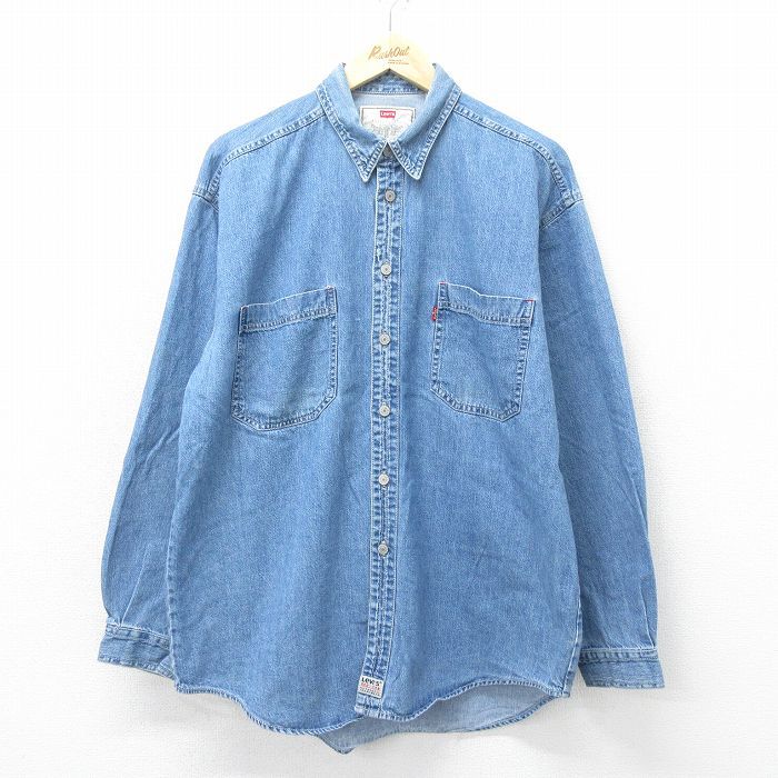 XL/古着 リーバイス Levis 長袖 ブランド シャツ メンズ 00s コットン 紺 ネイビー デニム 24sep10 中古 トップス