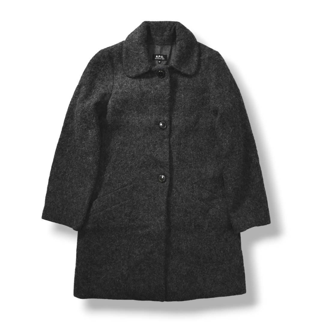 美品】 アーペーセー APC アルパカ ウールコート M グレー レディース 