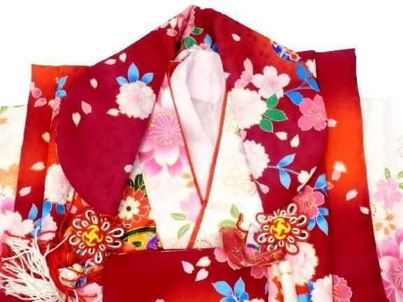 七五三 三歳用 被布 7点 セット 白地 鈴 桜 柄 No.2302 七五三 三歳用 被布 7点 セット 白地 鈴 桜 柄 No.2302 季節・年