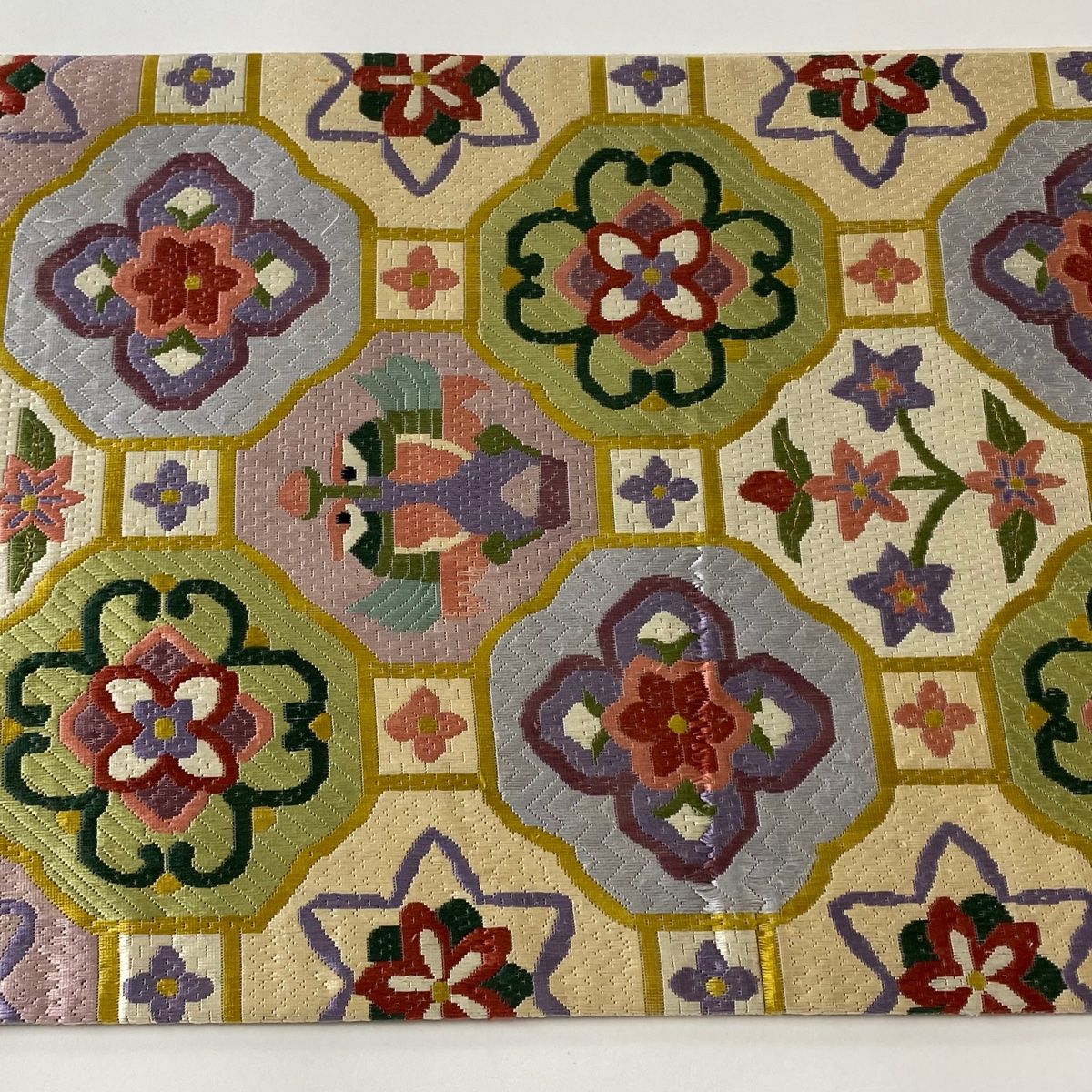 ♦️逸品　正絹　草花 絽洒落袋の作り帯 ♦️逸品 正絹 草花 絽洒落袋の作り帯 着物・浴衣