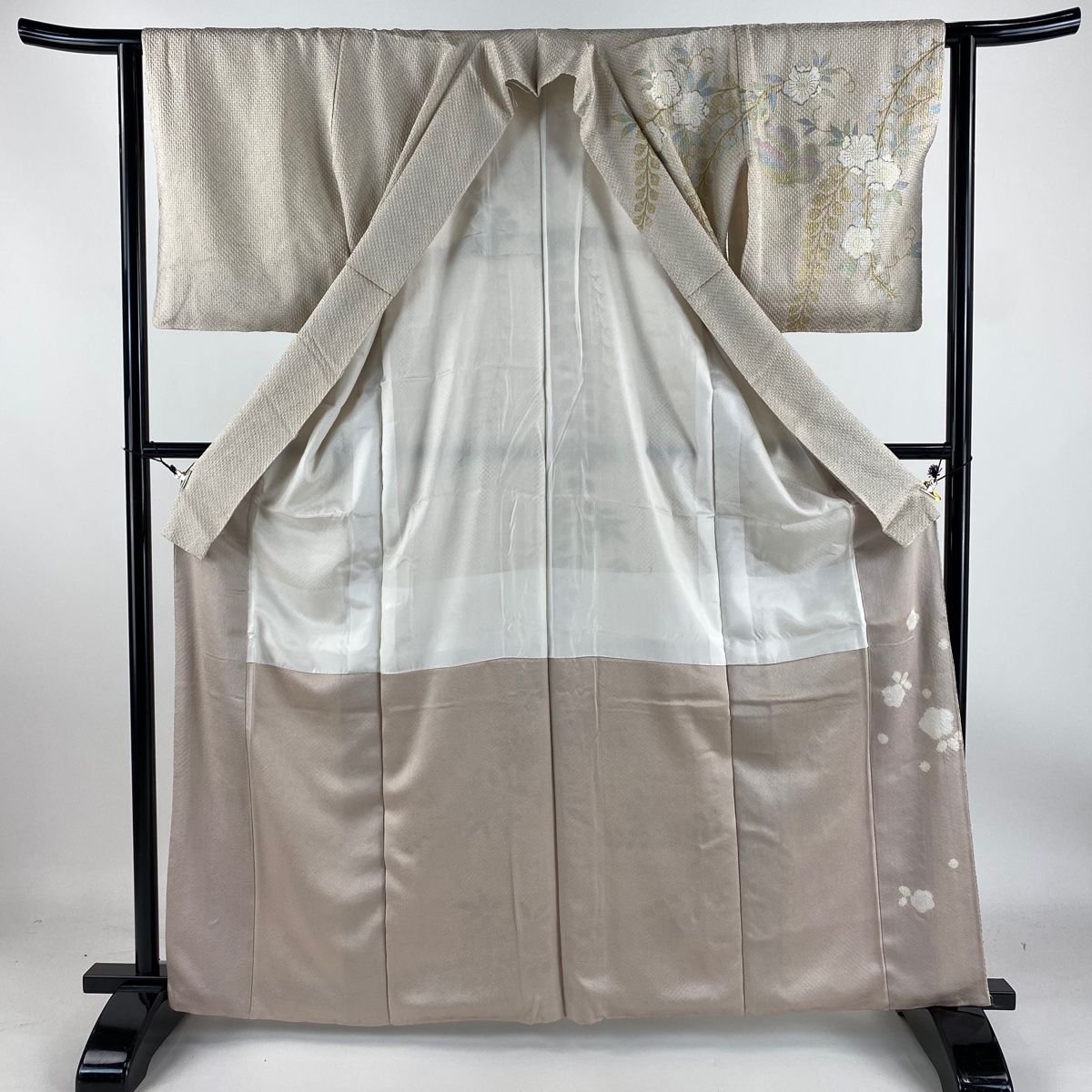 訪問着 身丈164cm 裄丈62cm S 袷 蝶 辻が花柄 金彩 絞り ピンク