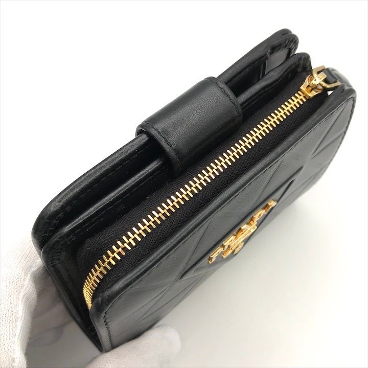 良品 PRADA プラダ 三角ロゴ トライアングル ソフトカーフ 二つ折り