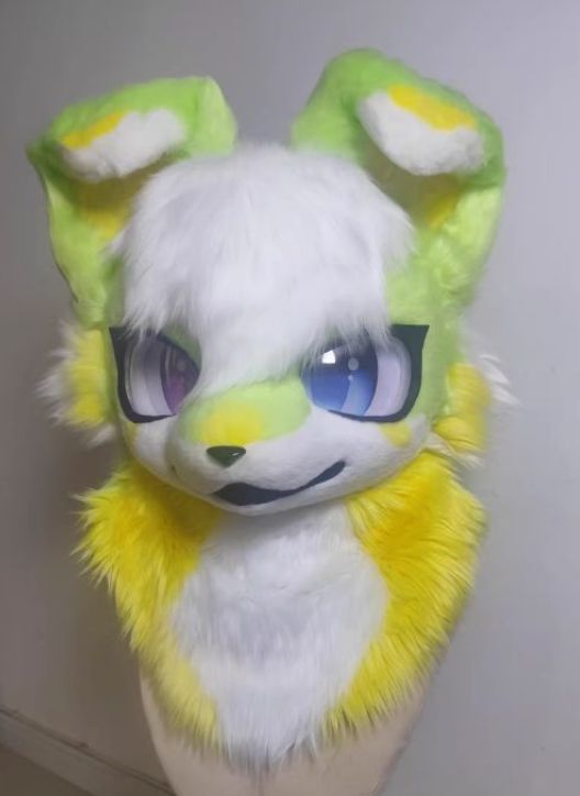 着ぐるみヘッド 犬 緑 黄色 全頭ヘッド ケモノ ファースーツ ぬいぐるみ コスプレ コスチューム kigurumi