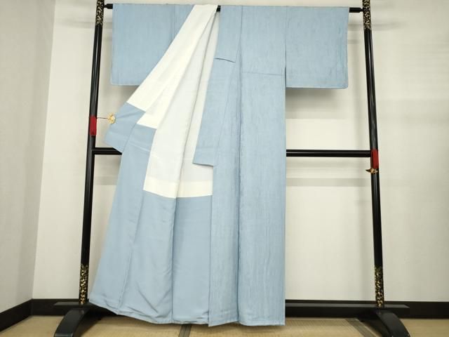 平和屋着物○上質な色無地 笹竹地紋 秘色色 正絹 逸品 AABA6714ck