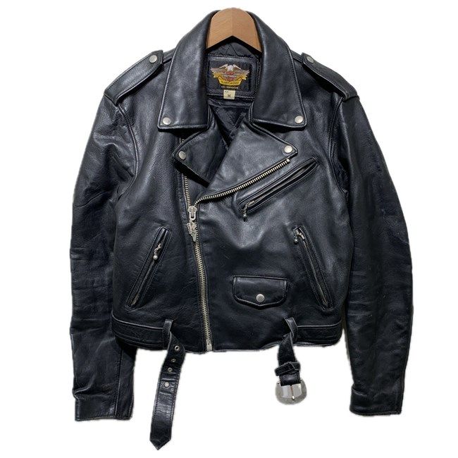 HARLEY-DAVIDSON ライダースジャケット レザージャケット アウター 牛革 ベルト フルジップ アメカジ 古着