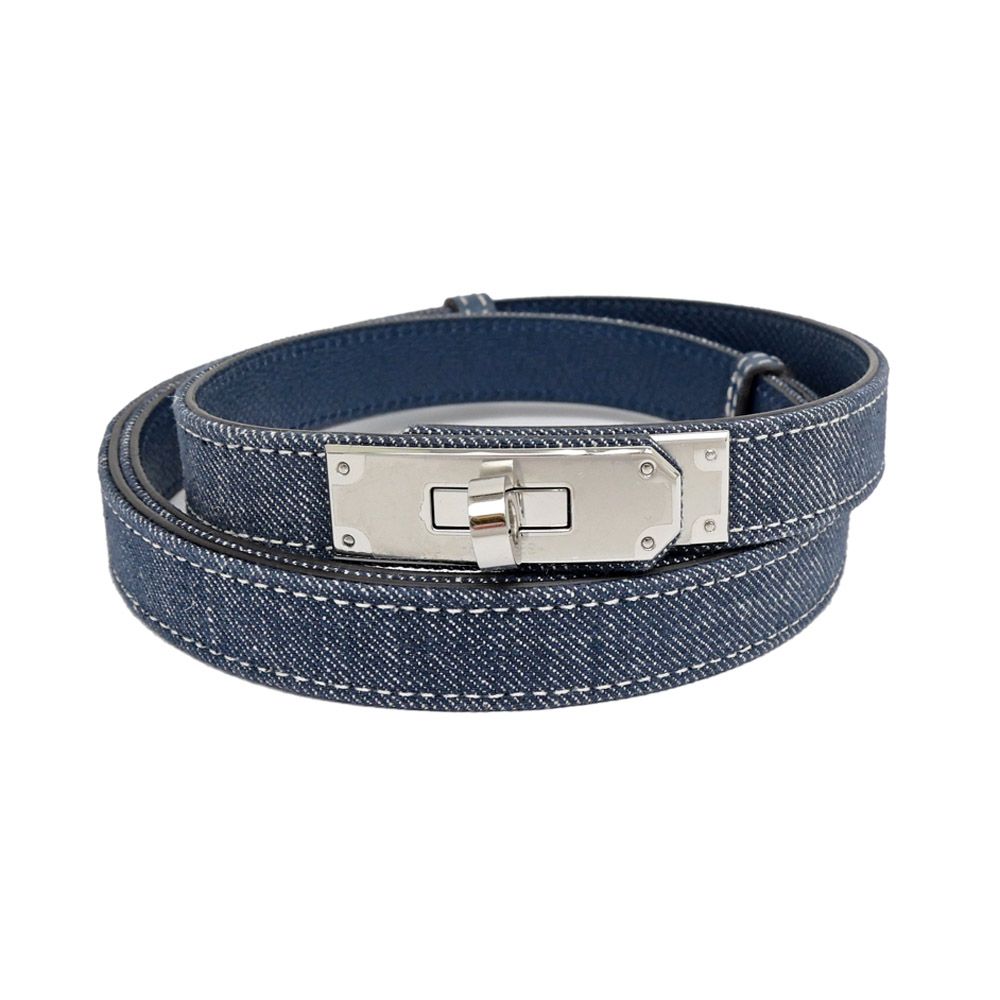 名東】エルメス ケリーベルト18 デニム エプソン ブルー系 シルバー