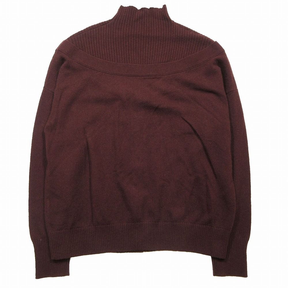 MARLENE DAM マーレンダム カシミヤ混 レイヤード ドッキング ニット セーター ハイネック サイズ40 M ボルドー レディース 【中古】 MARLENE DAM マーレンダム カシミヤ混 レイヤード ドッキング