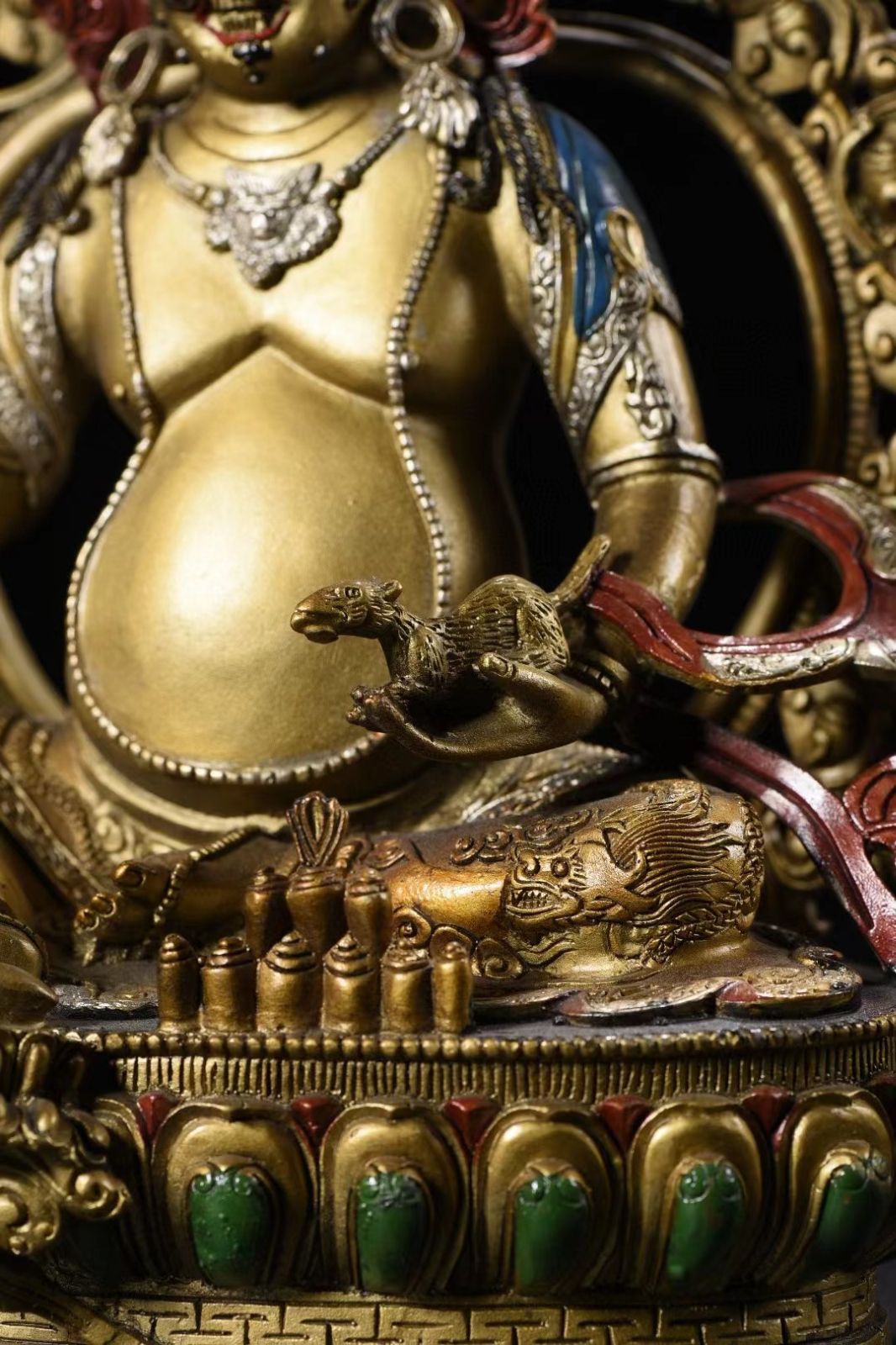 中国古美術☆ 古寺廟結縁·銅胎彩绘·黄財神·聚財置物·開運招財· 闢邪消 