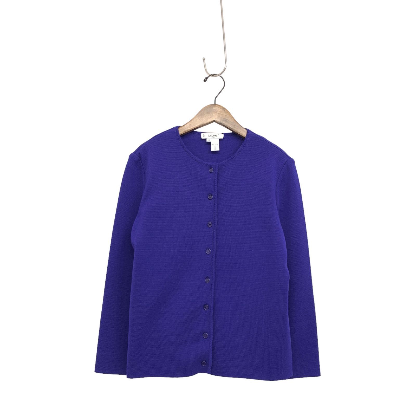 CELINE セリーヌ カーディガン ウール100％ 42 ブルー ヴィンテージ