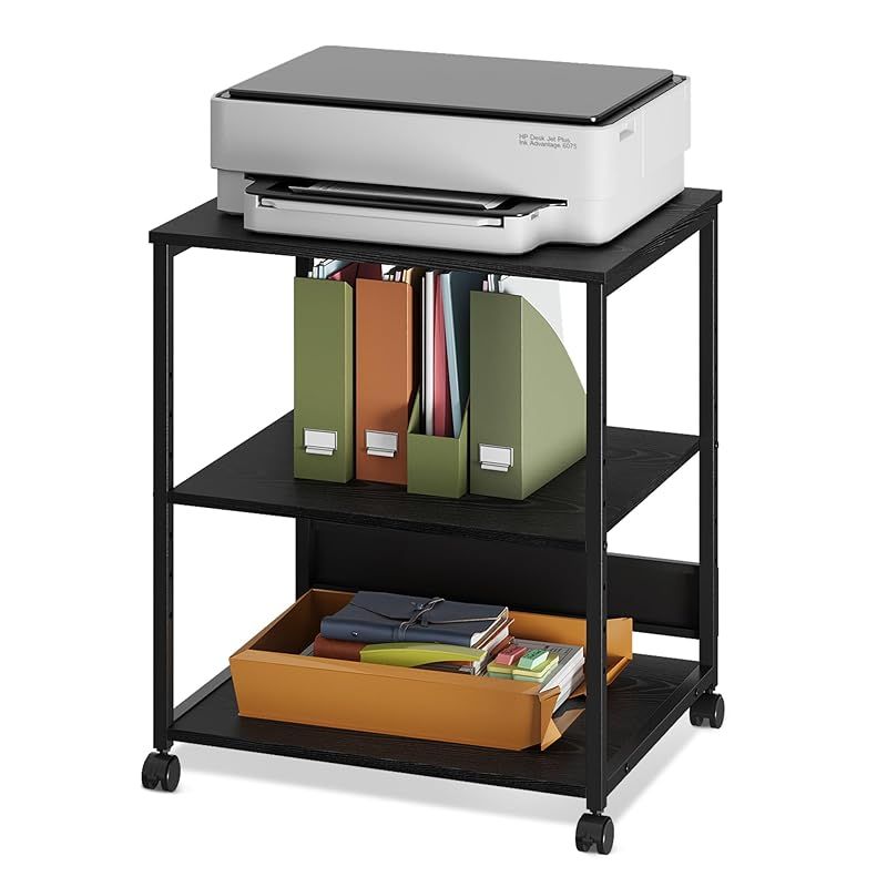DEVAISE プリンター台 キャスター付き サイドワゴン デスクワゴン プリンターラック デスク下収納 移動便利 幅52 奥行40 高さ63cm デ : DEVAISE プリンター台 キャスター付き サイドワゴン