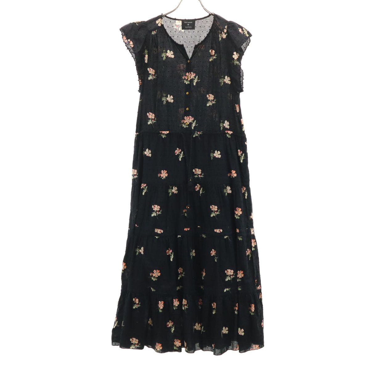 ULLA JOHNSON ウラジョンソン 総柄 フレンチスリーブ ロングワンピース 