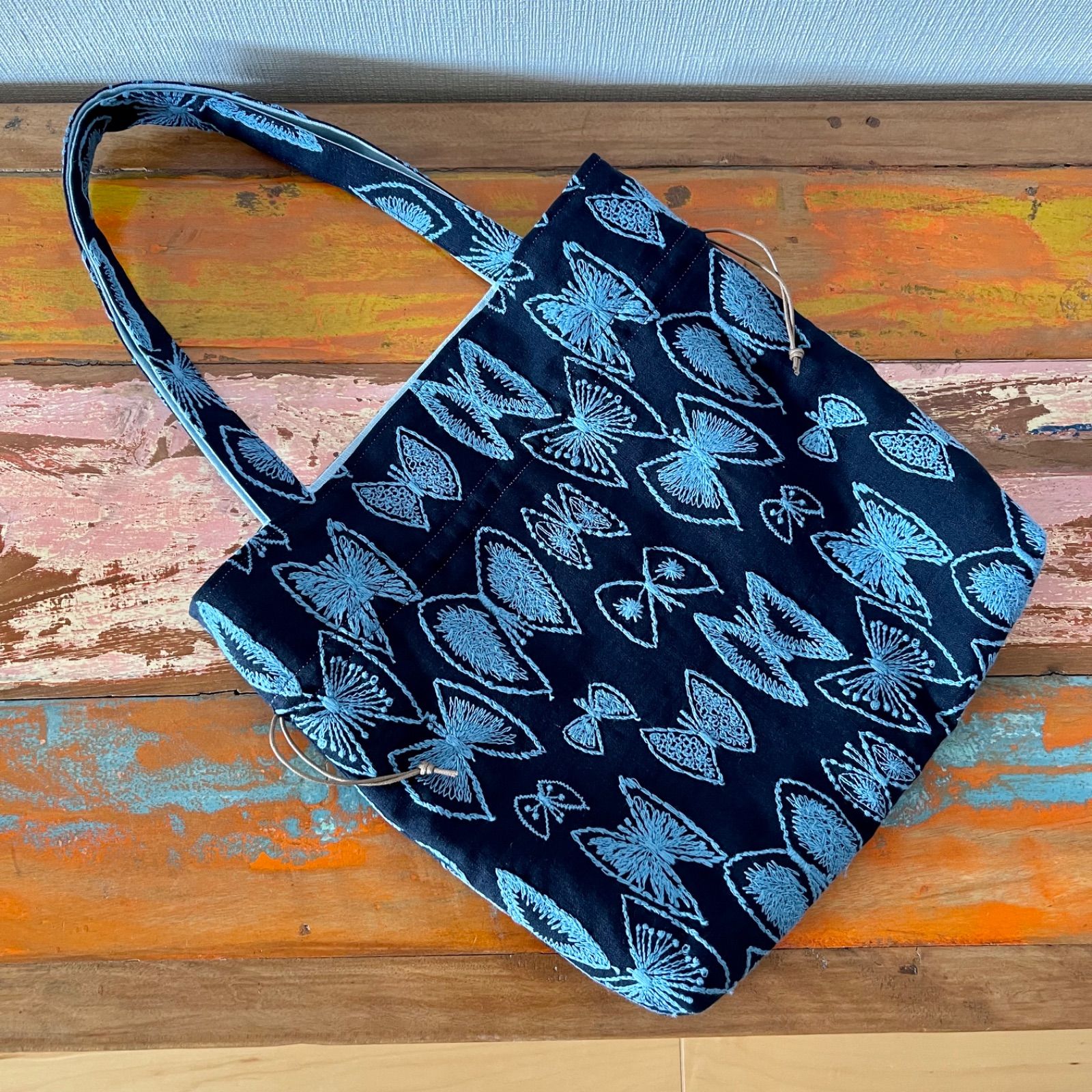 ミナペルホネン生地使用 ✳︎ sky flower 巾着バッグ - メルカリ 