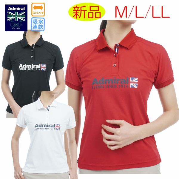 アドミラル　ゴルフ　レディース　半袖ポロシャツ　L Admiral Golf セール 30%OFF アドミラルゴルフ フロントロゴ