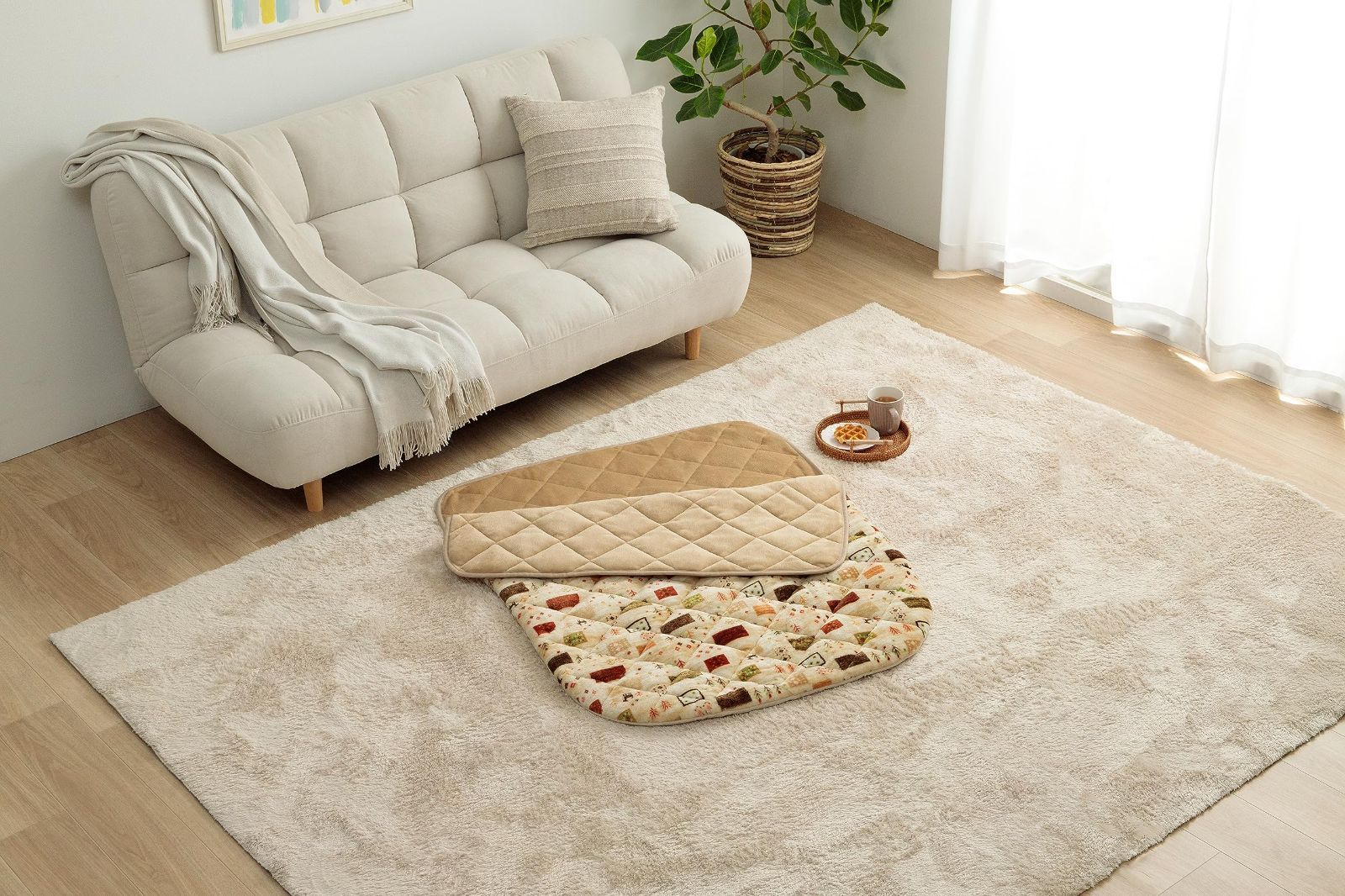 数量 約90×120cm パーソナル ベージュ 節電 ポケット ふんわり カルド フランネル 単品 中国製 長方形 洗える ふとん カジュアル 掛け 持ち運び簡単 こたつ ＃1171980025199 イケヒコ